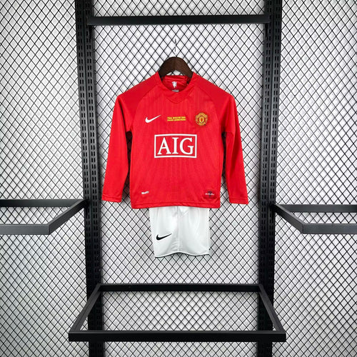 Manchester United Retro Langarm Kinder-Set 2007/08